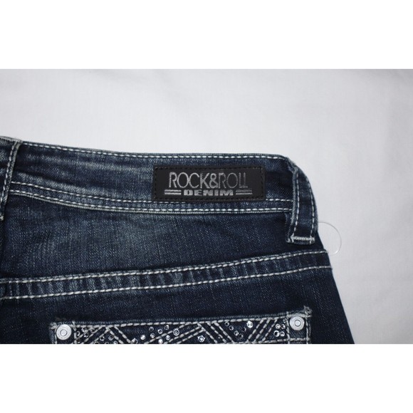 Rock & Roll Cowgirl Ladies Riding Boot Cut Jeans 29x34 Rhinestone Big Stitch - Picture 9 of 14